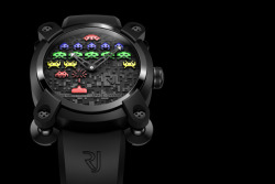 it8bit:   To celebrate one of the most popular video games of all-time, Romain Jerome creates an exclusive two-watch collection based on Taito’s Space Invaders game. Both limited to 78 pieces, the styles are differentiated by the usages of color with