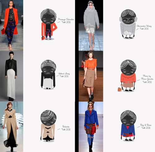 Graphic designer and illustrator Natalia Grosner made these Fashion Week E/W 2011 for her favorite l