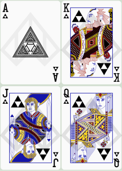 koldunkisloty:  Zelda Poker Cards: Ace, King, Queen and Jack of Triforce // By: Nelde 