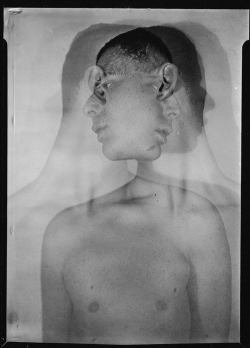 killerbeesting:  walker evans - double exposure of lincoln kirstein, left and right profiles, 1930-1 