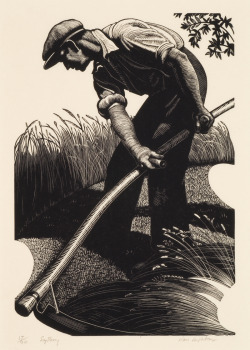 Clare Leighton (British/American, 1898-1989), Scything, 1935. Wood Engraving.