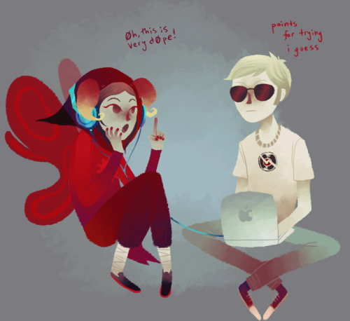 b-b-brianne: request:Aradia and Dave being best bros