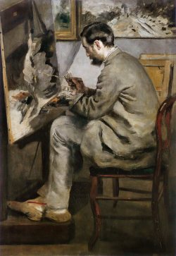 stayhereandfollowme:  Pierre-Auguste Renoir, Portrait of Frédéric Bazille painting, 1867 