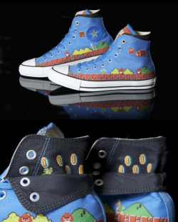 it8bit:   Converse Super Mario Anniversary Chuck Taylors (Round 2) This time using actual graphics from the game. Round 1 is set for release in July, followed by these in August. Cross your fingers, and everything else, that they become available in the