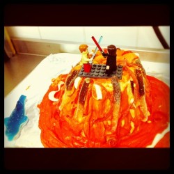 A Jedi and Sith face each other on top of an erupting volcano with a shark waiting to eat the loser (Taken with instagram)