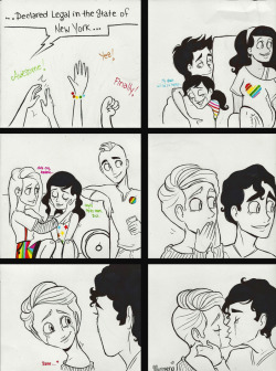 muchacha11:  A little comic thingy I made last night in honor of the legalization of gay marriage in New York. &lt;3 