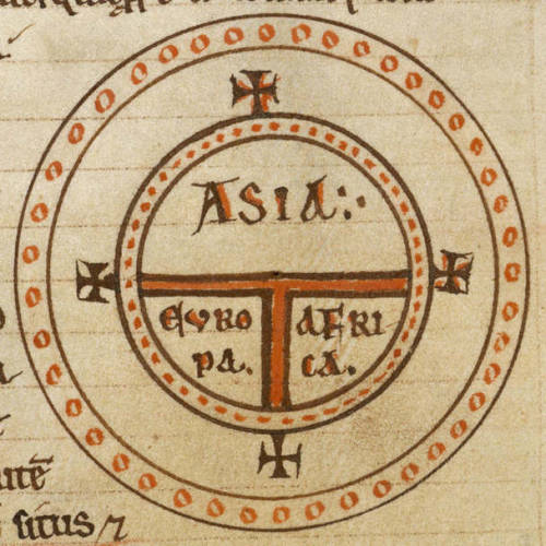 A T and O map or O-T or T-O map (orbis terrarum, orb or circle of the lands; with the letter T insid