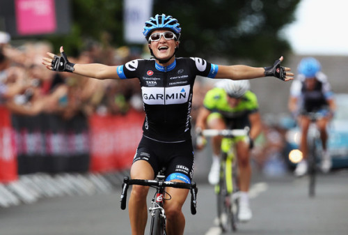 fuckyeahcycling: Elizabeth Armitstead of Great Britain and Garmin-Cervelo celebrates as she crosses 