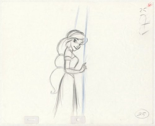 Rough sketch of Princess Jasmine from Disney&rsquo;s &lsquo;Aladdin.&rsquo;