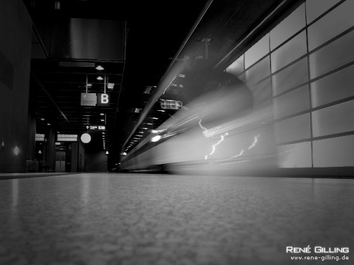 German fastest Train, driving through the Trainstation Potsdamer Place in Berlin.