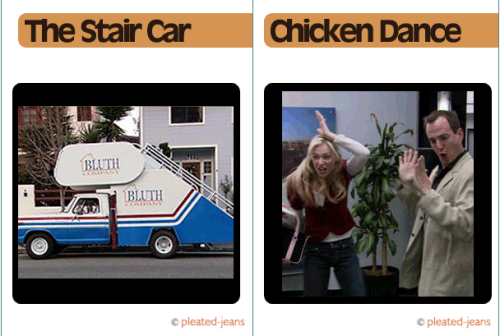 Arrested Development Clue Cards Stair Car and Chicken Dance.