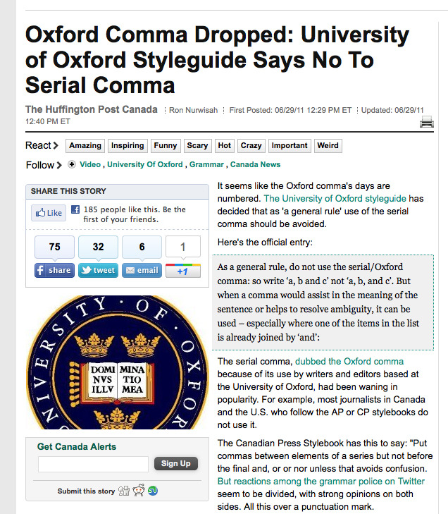 car-latah:  I always use the Oxford comma. Quite honestly it bothers me when it’s