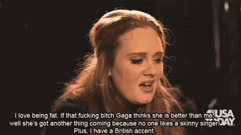 kitschybitchy:  chainedbird:  kitschybitchy:  God Adele is so mean!  bahahaha i honestly LOVE how she doesnt hold back!  TEARS FROM MY EYES THIS IS GOLDEN 
