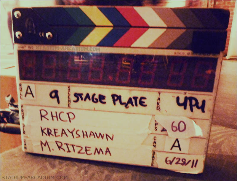 Clapperboard from the set of The Adventures of Rain Dance Maggie. Music Video for the first single from the Red Hot Chili Peppers new album, I’m With You. Video directed by ‘Gucci Gucci’ rapper Kreayshawn.
DISCUSS THIS PHOTO ON STADIUM-ARCADIUM.COM’s...