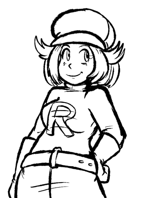 another /vp/ doodle. bianca in team rocket outfit. requester never claimed this either. probably because its not in color or whatever