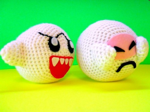 videogamenostalgia:Shy Boo Crochet Plushes from NerdJerkomg! I want to sew a shy Boo plush now!!!