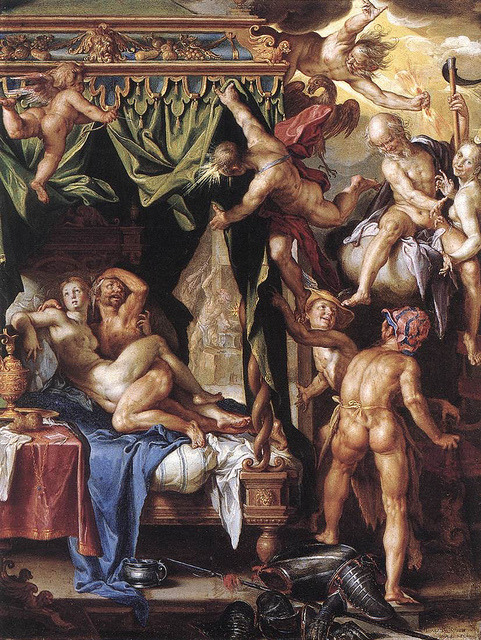 onwardthroughtheramparts:  Mars and Venus Discovered by the Gods by Ancient Cities on Flickr. by Joachim Wtewael (1566 - 1638) 