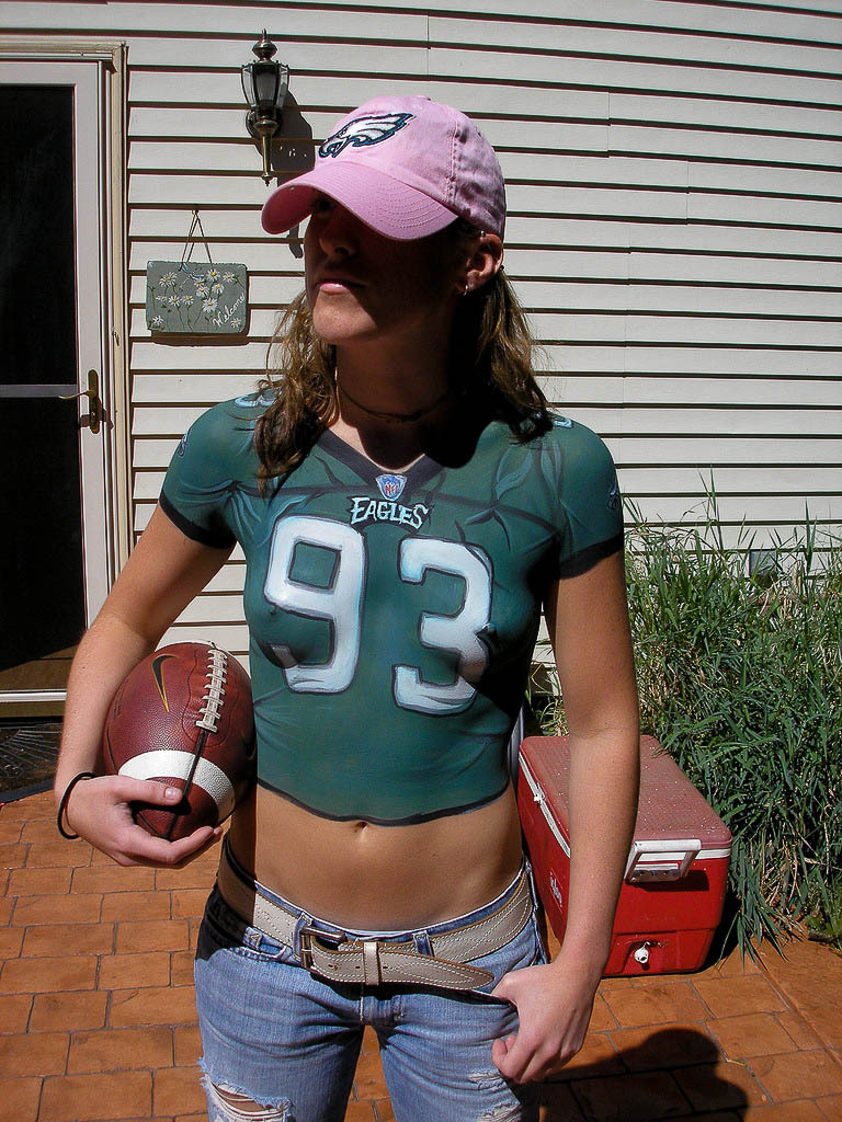 Eagles body paint     paintedgirls:  American Football Bodypaint Babes : COED Magazine