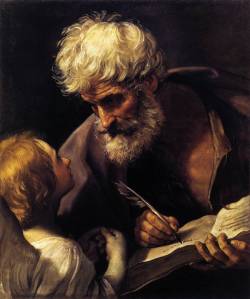 Artmagnifique:  Guido Reni. St Matthew And The Angel, 1635-40, Oil On Canvas. Italian