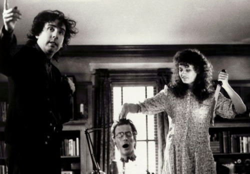 raychuhl:  Tim Burton and Geena Davis behind the scenes of Beetlejuice   Tim Burton is attractive.