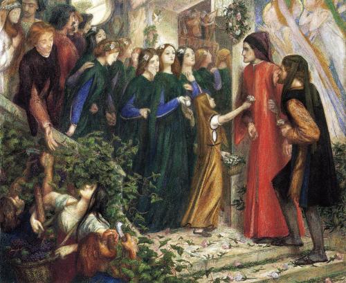 fuckyeahpreraphaelites:  Beatrice, Meeting Dante at a Wedding Feast, Denies him her SalutationDante Gabriel Rossetti1855  