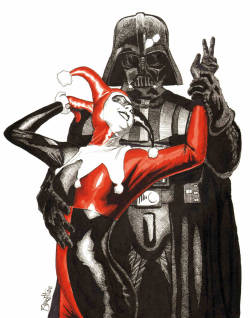 jerrybennett:  Vader and Harley- Ink and Color Marker My Latest Commission. Not sure I would’ve thought to put these two together. :) 