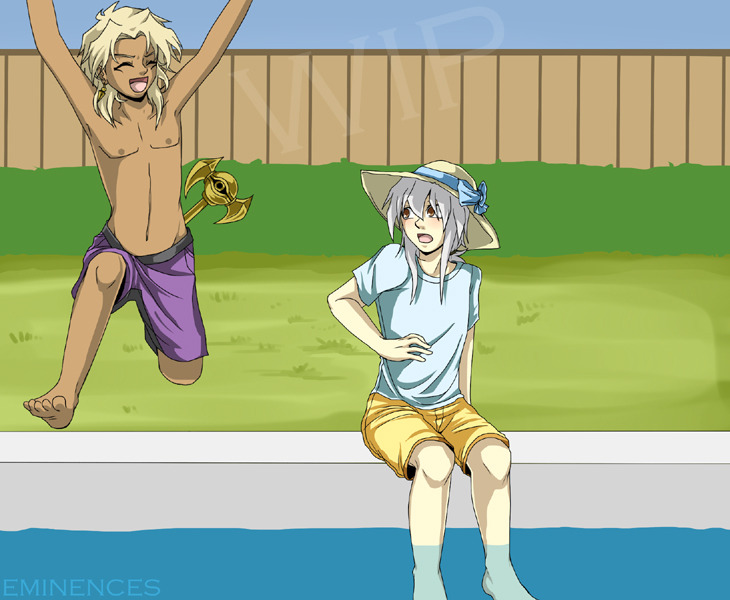 eminences:  WIP of a picture I sketched up right after we opened the pool. I coloured