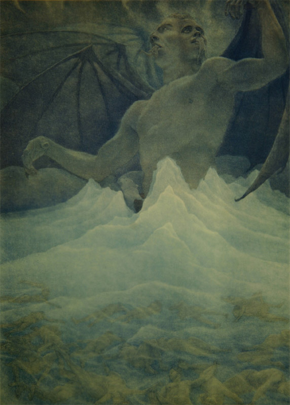 freemasonryesoterica:  (Amos Nattini, Dante’s Satan at the frozen lake of Cocytus,