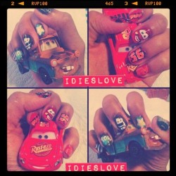 Did my #nails !! Going to see #cars tomorrow! It&rsquo;s #McQueen n #mater !! #nailart  (Taken with instagram)