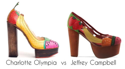 Designer wars: Fruitbowl by Jeffrey Campbell is rather obvious copy of Charlotte Olympia Tutti Fruit