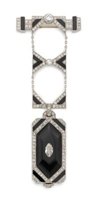 omgthatdress:  Lapel watch ca. 1920 via Doyle Auctions 