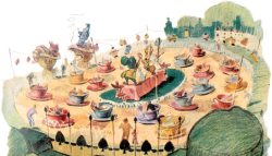  Early concept art for the Mad Tea Party in Fantasyland.  