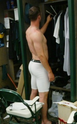 Texas Rangers&rsquo; Rich Harden in the locker room. 