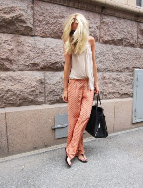 s3rpent:  wearetruefashion:  Top from Acne, trousers from Zara, sandals from Bruuns Bazaar and bag f