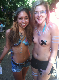 nippletape:  thegirlwhowouldnevergrowup:  Topless Chelsea and titty Lizz @ OCF  Adorable! 