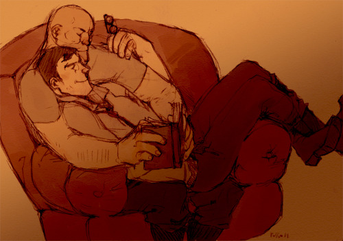 rossoalchermes:  ms-ashri suggested hoovy and medic snuggling on a couch. c: