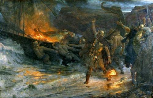 themedvedable:  Frank Dicksee - Funeral of a Viking 