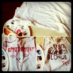 Because I&rsquo;m #poor , I made my own #trueblood shirt ! #teameric !! #fangbanger  (Taken with instagram)