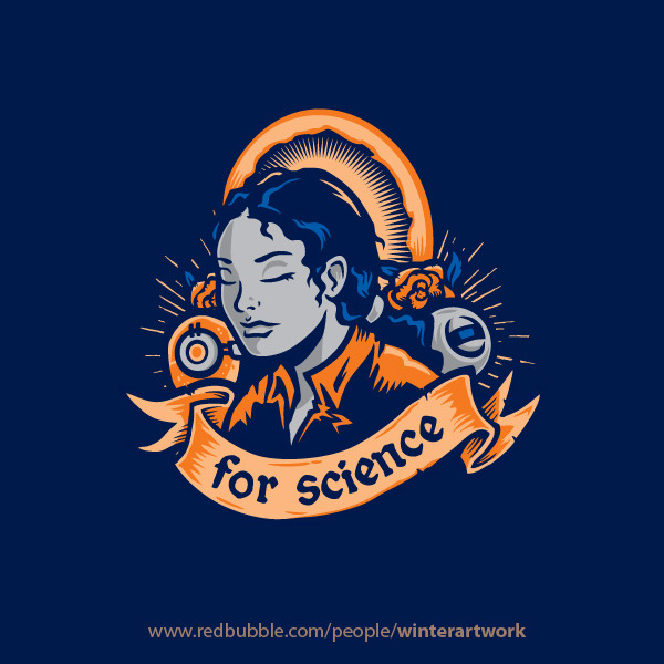 Winter Artwork took his earlier Portal shirt design and gave it a Portal 2 upgrade. Wheatley, Chell and GLaDOS are now available at RedBubble.
Related Rampages: GI Bullet | Frosty Ice Kream (More)
Our Lady Of Science by Winter-Artwork (Flickr)...