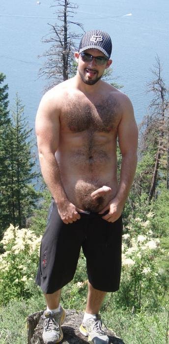 Let’s go in the woods and take care of that!  [ #gayporn #gay #porn #boner #hardon #bear #hairy ]