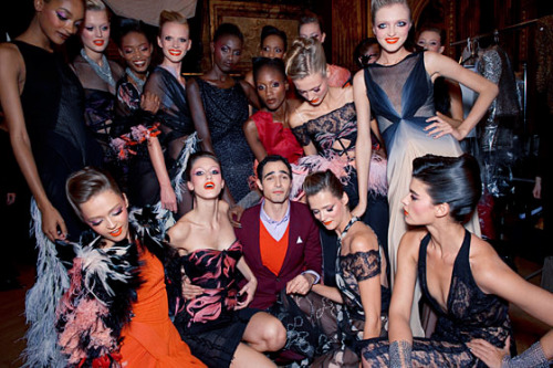 fuckyeahfashionmodels: Zac Posen and his models (SS11 RTW). Photographer: Greg Kessler for SS11.