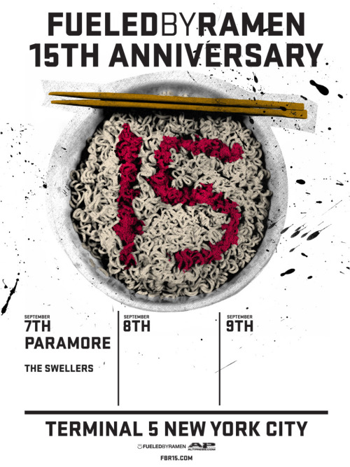 fueledbyramen:  The Swellers have been announced as the second band on the lineup for The Fueled By Ramen 15th Anniversary shows in New York City. They’ll be joining Paramore on night 1 of the 3-night event taking place at Terminal 5 on September 7th,