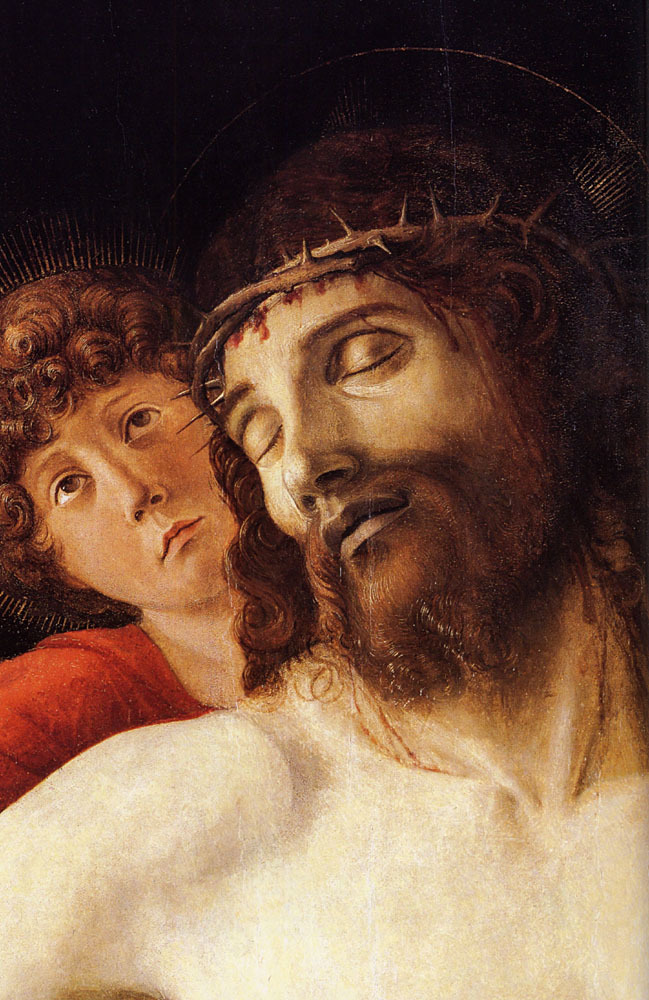 noblebeasts:  Giovanni Bellini The Dead Christ Supported by Two Angels Detail 