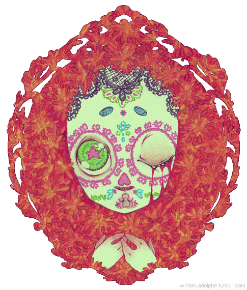 william-adolphe:  sugar skull | día de muertos :3 hehehe  awww I missed to do cempasuchitl