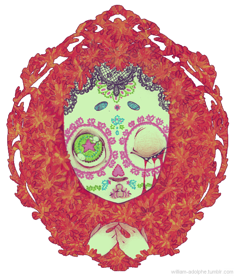 william-adolphe:  sugar skull | día de muertos :3 hehehe  awww I missed to do cempasuchitl flowers so much~! it’s so boring haha but so beautiful too lol 