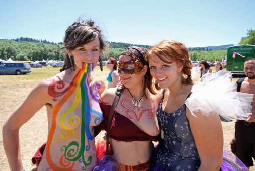 This topless young lady at the Oregon Country Fair had a pretty wild paint job - someone can&rsq