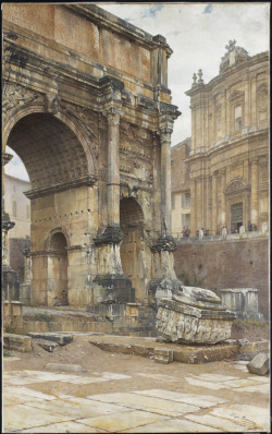 artgalleryofontario:  The Arch of Septimius Severus, Rome, 1900Luigi Bazzani (Italian, 1836 - 1927)Painting, oil on canvas, 144.8 x 86.4 cmGift of the Canadian National Exhibition Association, 1965 