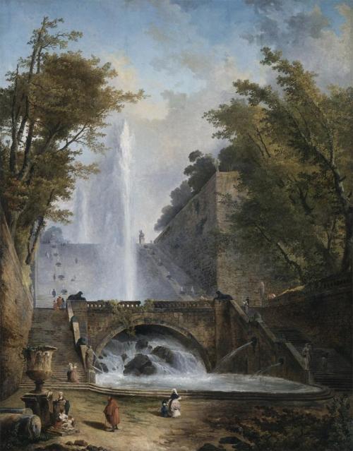 mesbeauxarts: Hubert Robert. Stair and Fountain in the Park of a Roman Villa. ca. 1770. Oil on canvas. Los Angeles County Museum of Art. Los Angeles, CA. USA. 