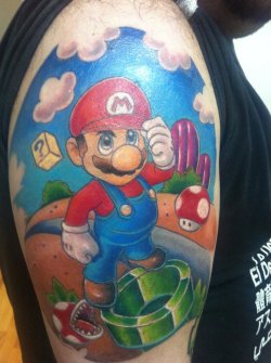 fuckyeahtattoos:  Super Mario Bros Tattoo