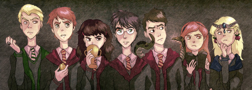 millenniumfalconteahouse:doodlebug-debz:Seven children and seven HorcruxesThe seven characters each 